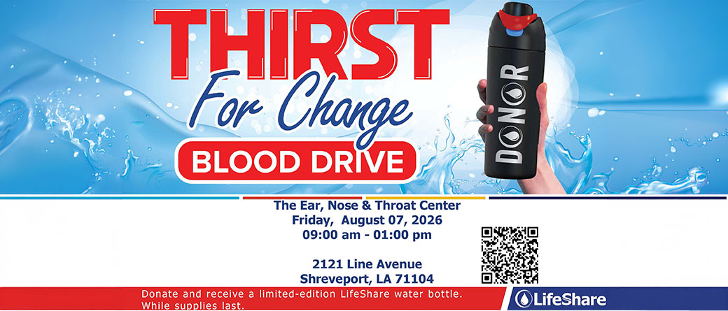 Blood Drive Banner - August 7, 2026 - The ENT Center, AMC